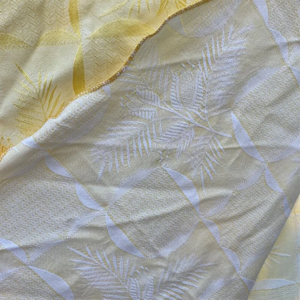 Vintage Bates Coverlet Bedspread Tapestry Yellow Gold Floral Large